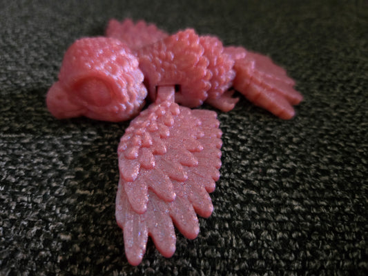Eaglet Hatchling 3D printed baby eagle figurine side view, colors may vary, made by Z Axis Rising