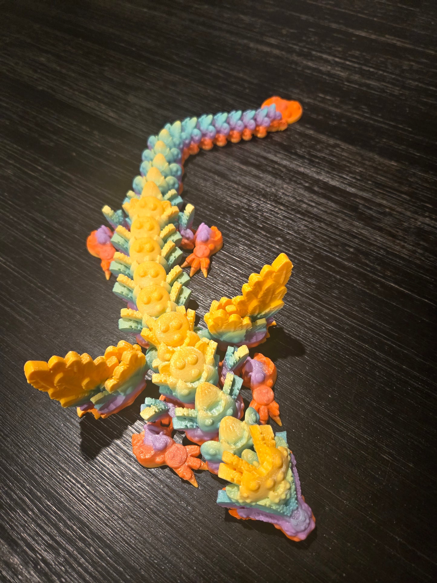 Chocolate Chip Cookie Dragon articulated 3D printed figure, colors may vary, made by Z Axis Rising