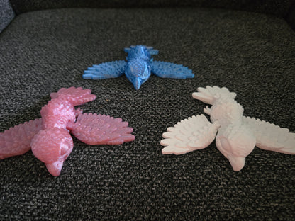 Eaglet Hatchling 3D printed baby eagle figurine front view, colors may vary, made by Z Axis Rising
