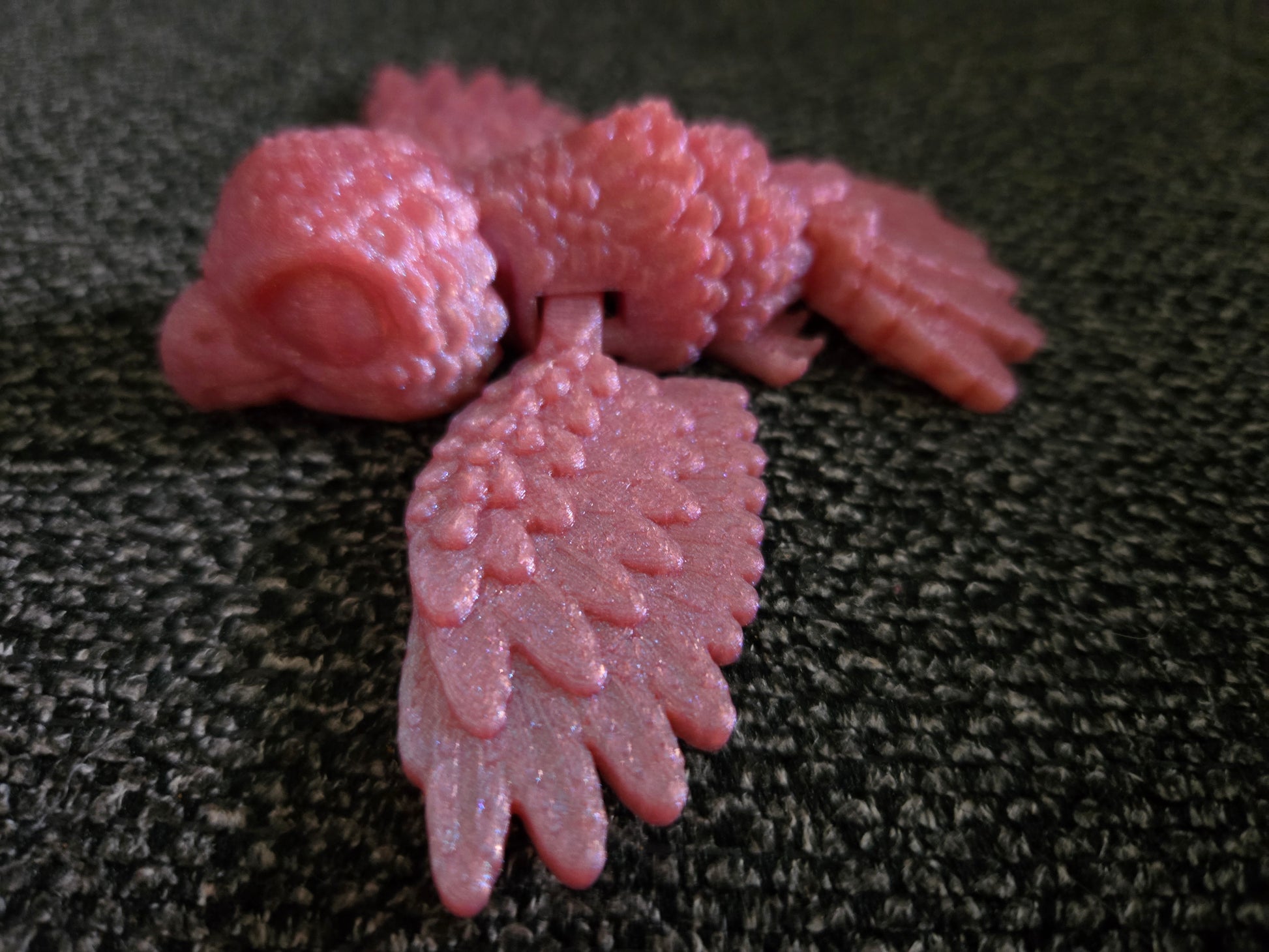 Eaglet Hatchling 3D printed baby eagle figurine side view, colors may vary, made by Z Axis Rising
