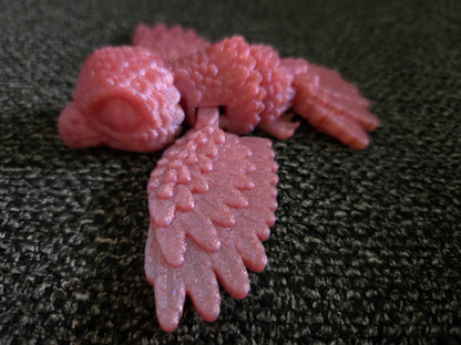 Eaglet Hatchling 3D printed baby eagle figurine side view, colors may vary, made by Z Axis Rising