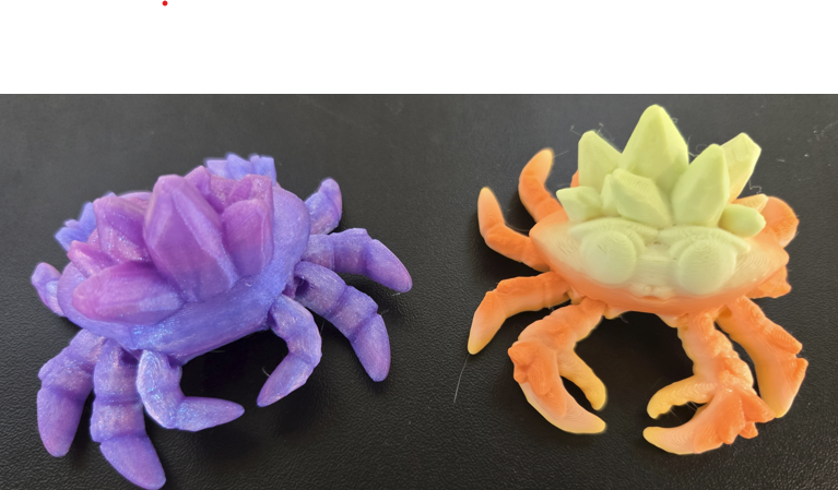 Crystal Crab Duo set of 2 3D printed figures, colors may vary, made by Z Axis Rising