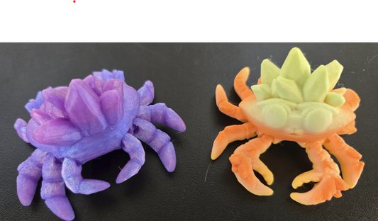 Crystal Crab Duo set of 2 3D printed figures, colors may vary, made by Z Axis Rising