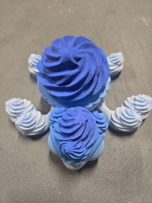 Cupcake Turtle 3D printed gift figurine front view, colors may vary, made by Z Axis Rising