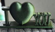 I Love You sign 3D printed decorative gift, colors may vary, made by Z Axis Rising