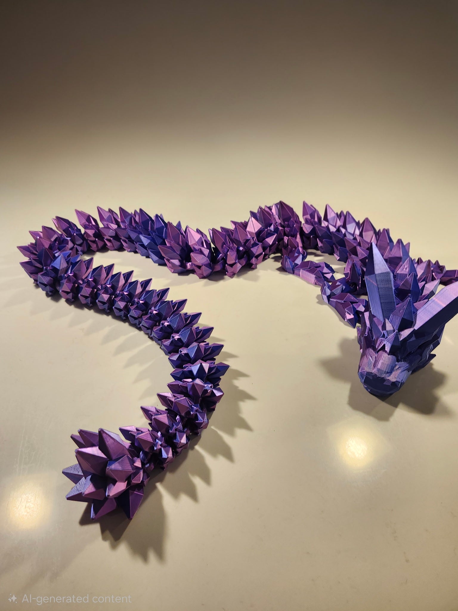 Huge Crystal Dragon 3D printed articulated figure side view, colors may vary, made by Z Axis Rising