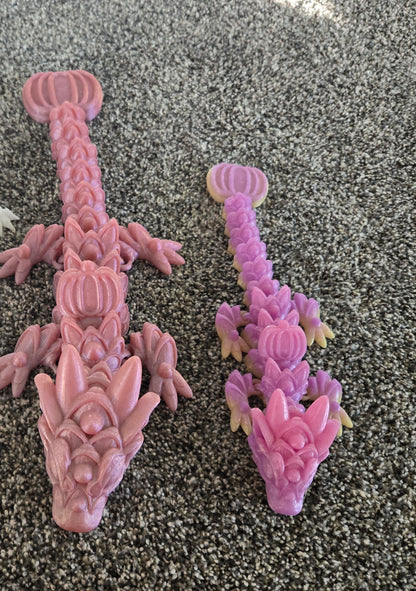 Pumpkin Spice Dragon XL articulated 3D printed figure, colors may vary, made by Z Axis Rising